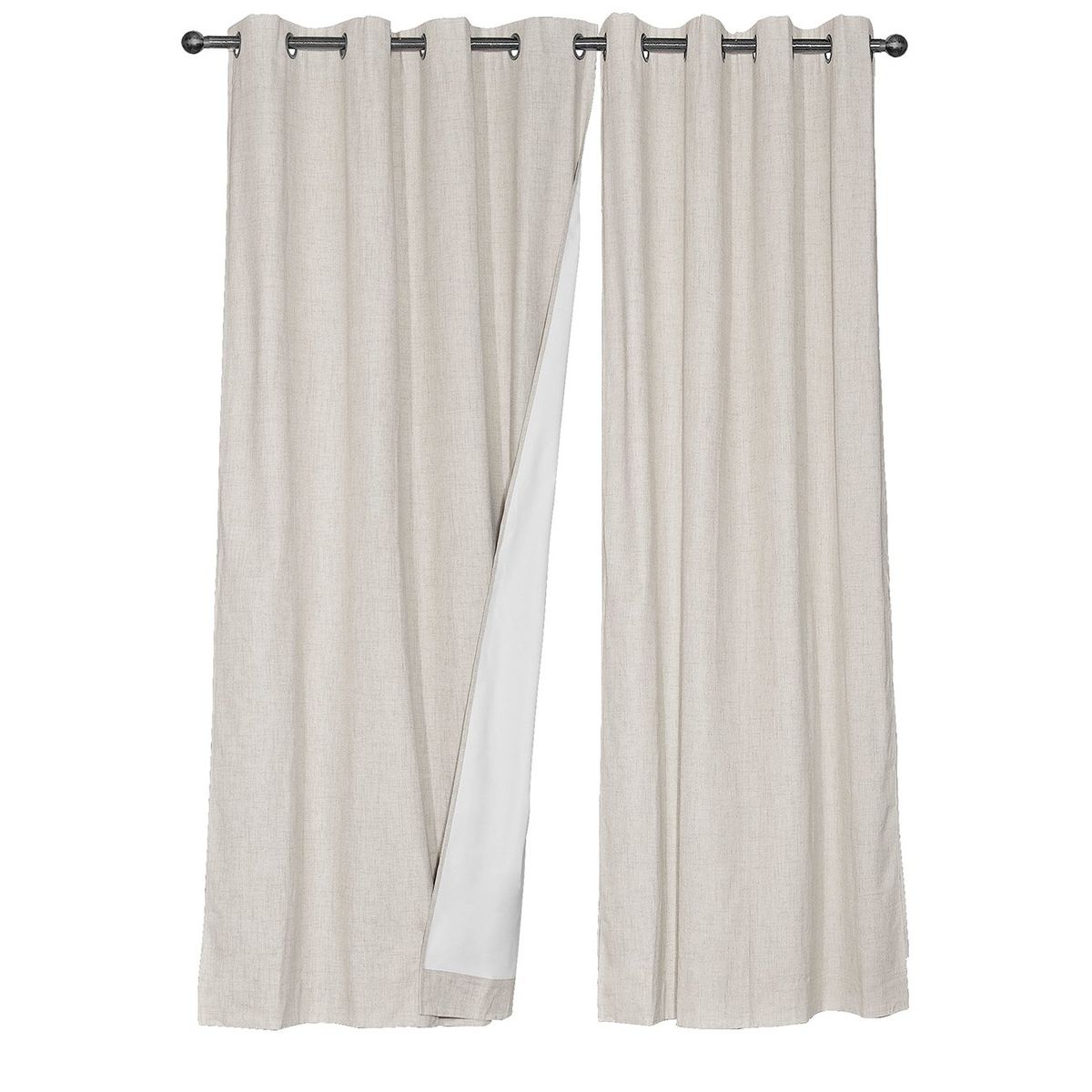 MASEL - Set  2 Cortinas Black Out  Lino  Blanco 140 X 225