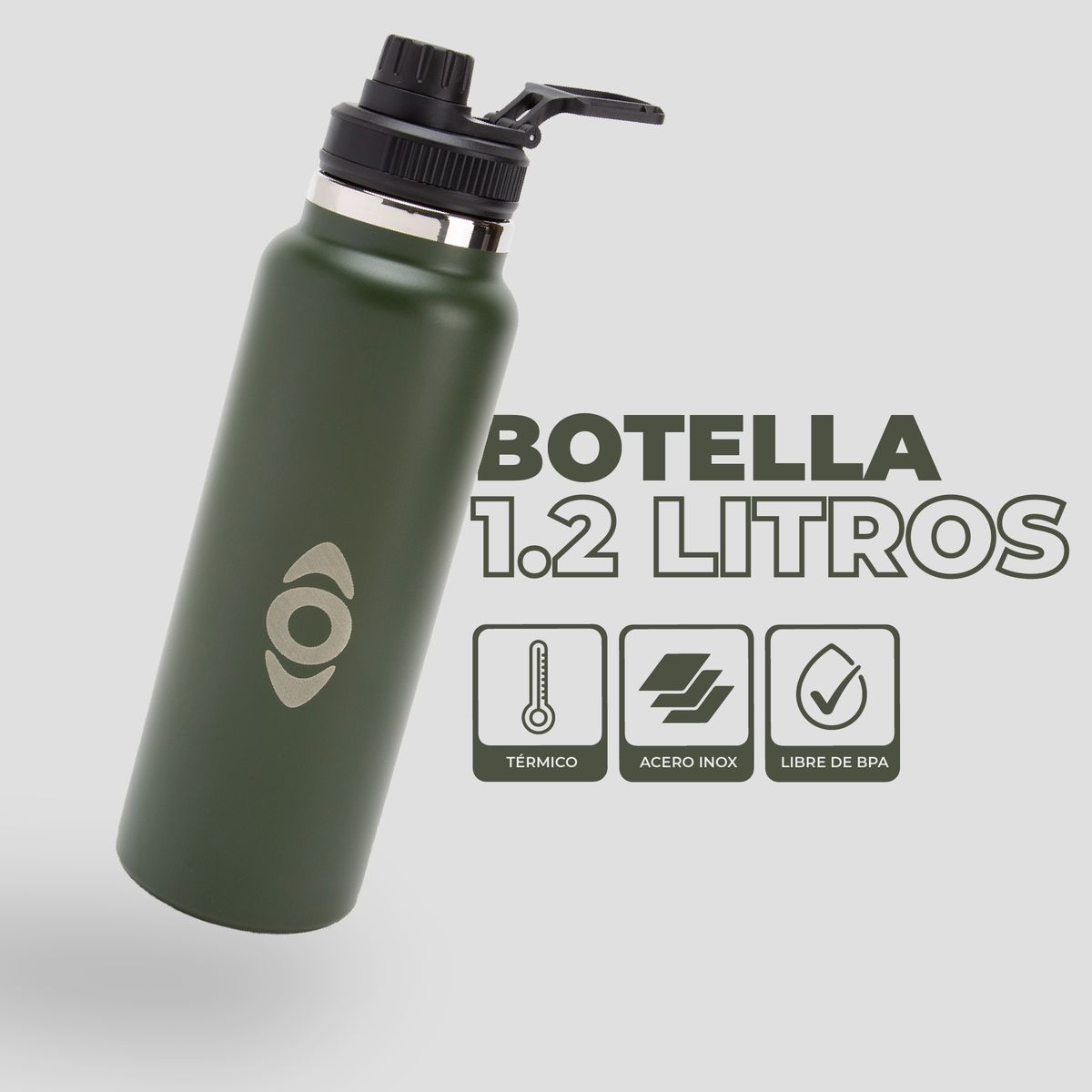 KANO - Botella Insulada Verde Oscuro 1.2 litros / Botella Agua Kano