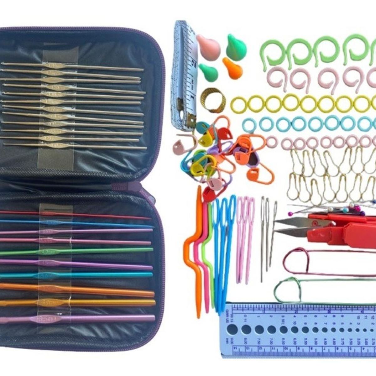 HOMASTTI - Set 22 Crochet 100 Accesorios Ganchillo En Estuche