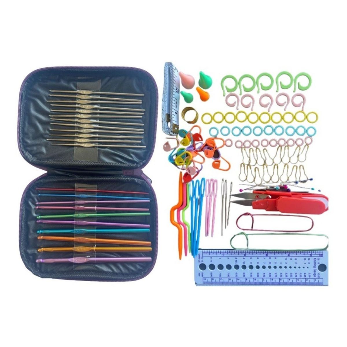 HOMASTTI - Set 22 Crochet 100 Accesorios Ganchillo En Estuche