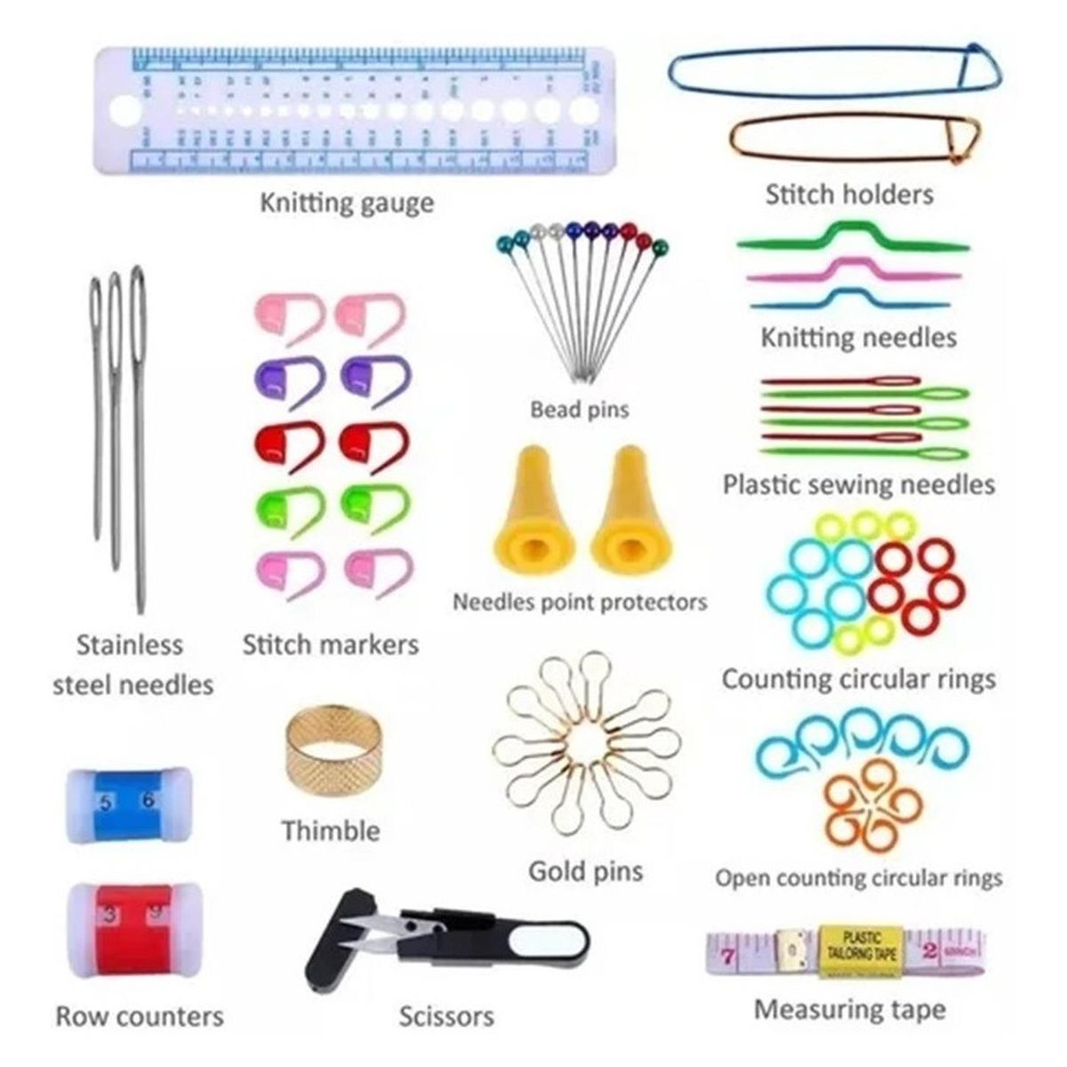 HOMASTTI - Set 22 Crochet 100 Accesorios Ganchillo En Estuche