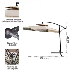 NOVAHUS - Quitasol Modelo Bávaro 255x300x300 cm Café