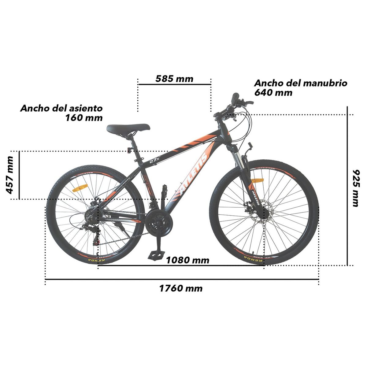 ATLETIS - Bicicleta Mountain Bike Montagne 27,5 Naranjo