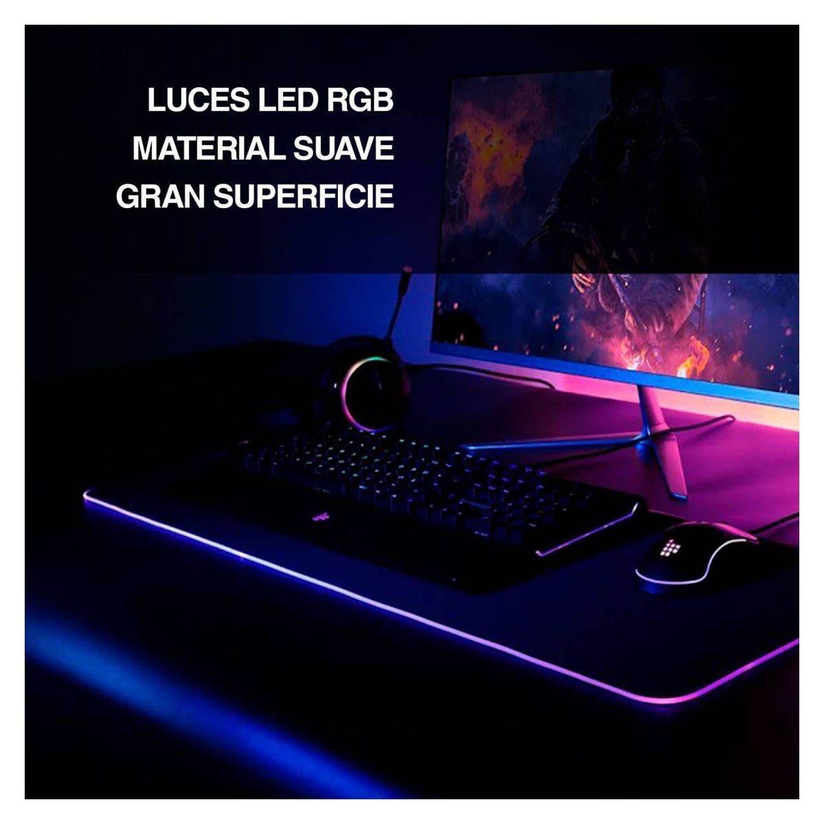 TYSHEN - Mouse Pad Gamer Luces Led RGB Negro