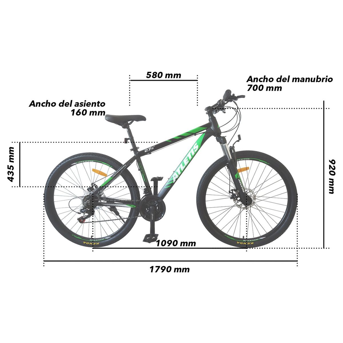 ATLETIS - Bicicleta Mountain Bike Match 275 Menta