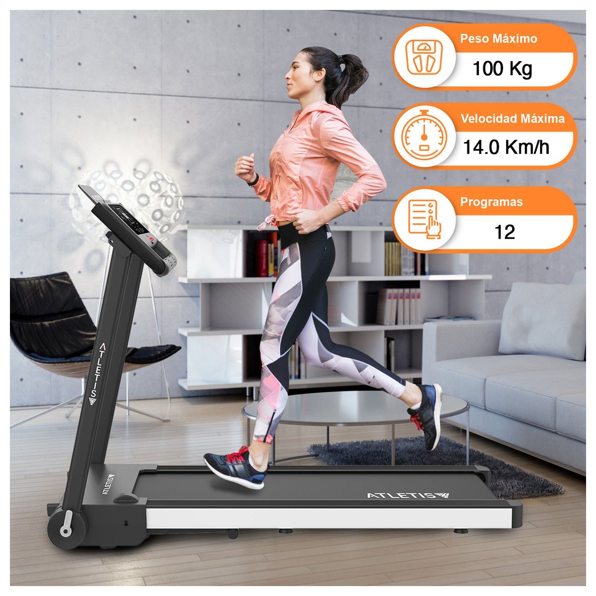 ATLETIS - Trotadora Atletis Fit B8263 MP3 USB Negro