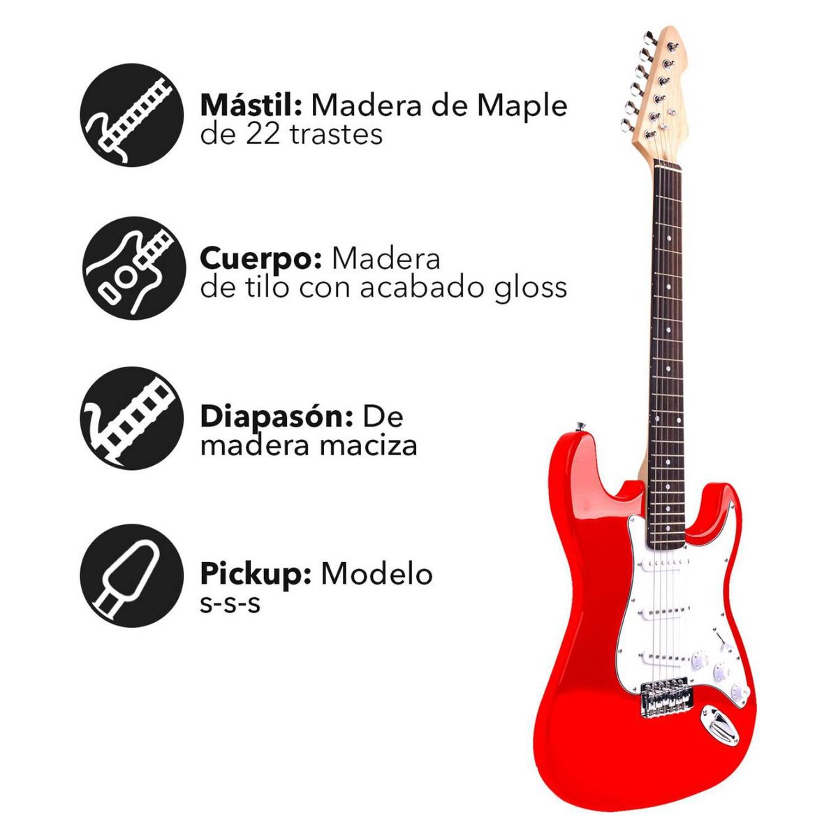 ASIAMERICA - Guitarra Eléctrica Modelo K-EG1 Rojo.