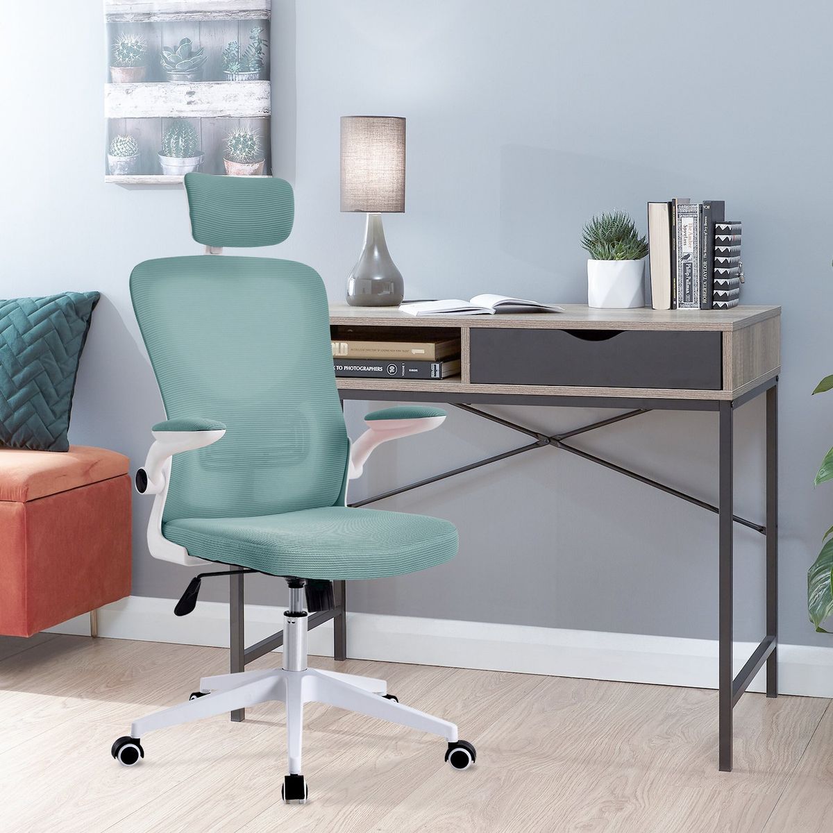 NOVAHUS - Silla de Oficina con Reposa Brazos y Cabeza Gris