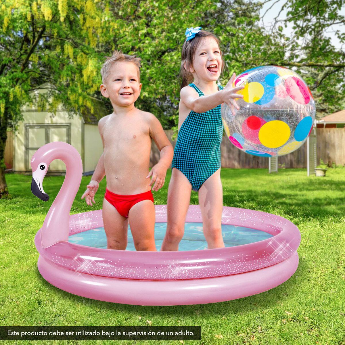 SUNCLUB - Piscina Inflable Forma de Flamenco Rosa