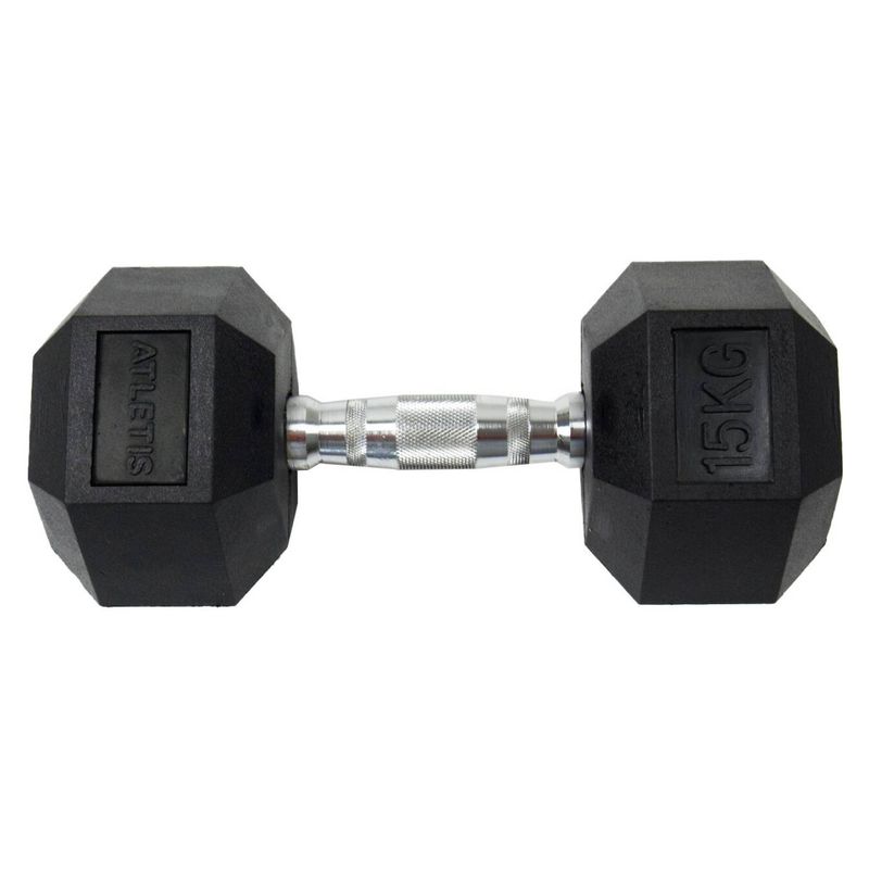 ATLETIS - Mancuerna Hexagonal 15 Kg Negro