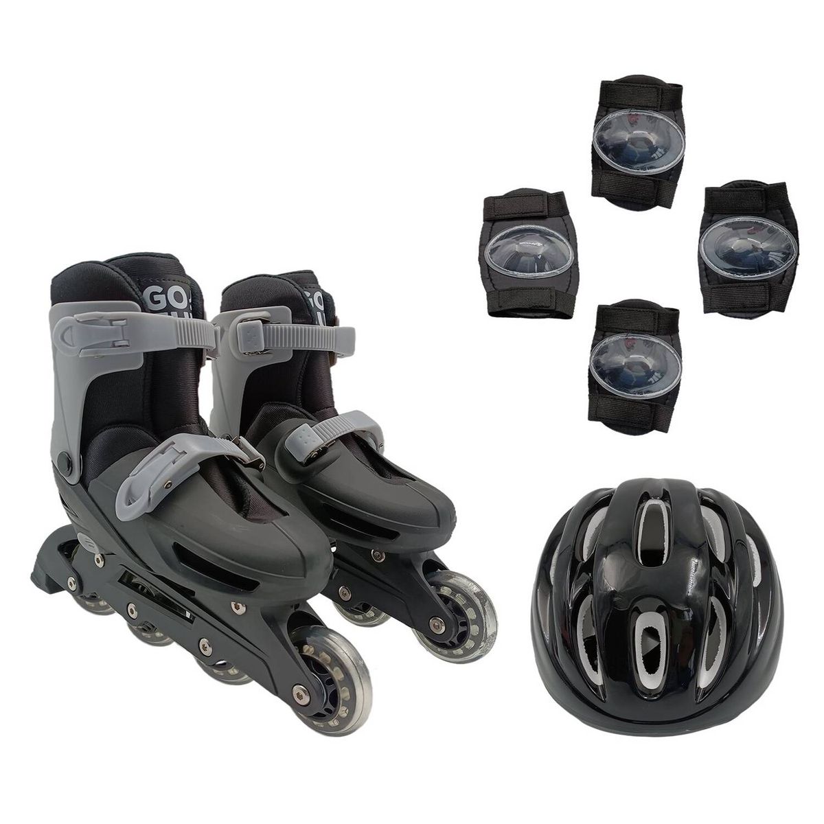 GO FUN - Set Patines y Protecciones Gofun M Negro