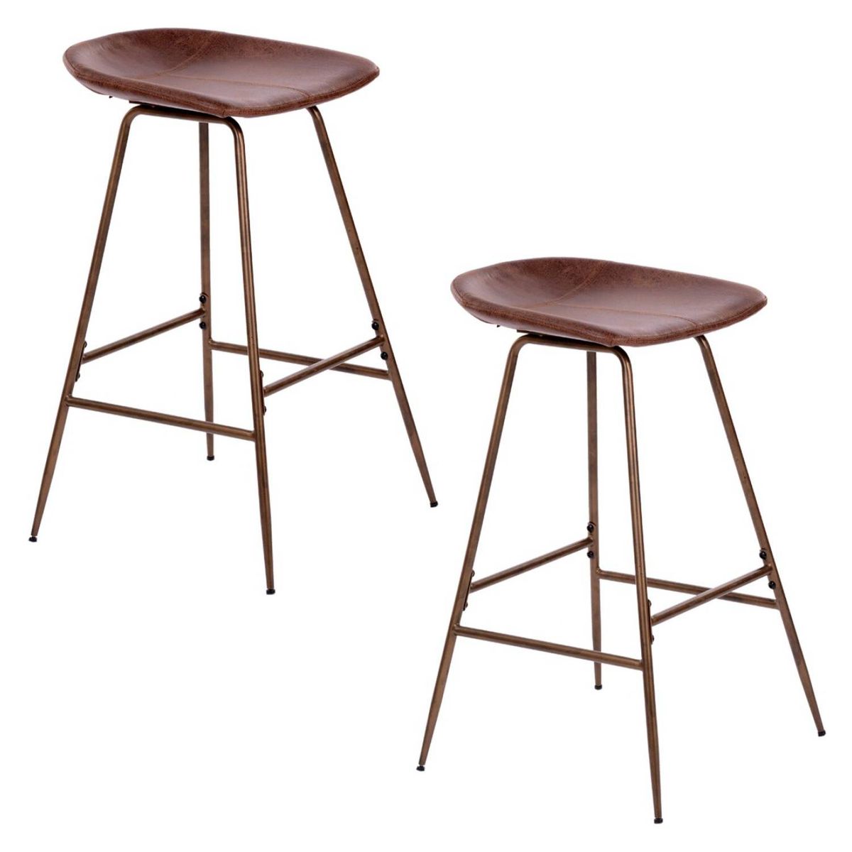NOVAHUS - Pack 2 Pisos de Bar Taburete con Patas de Hierro Café