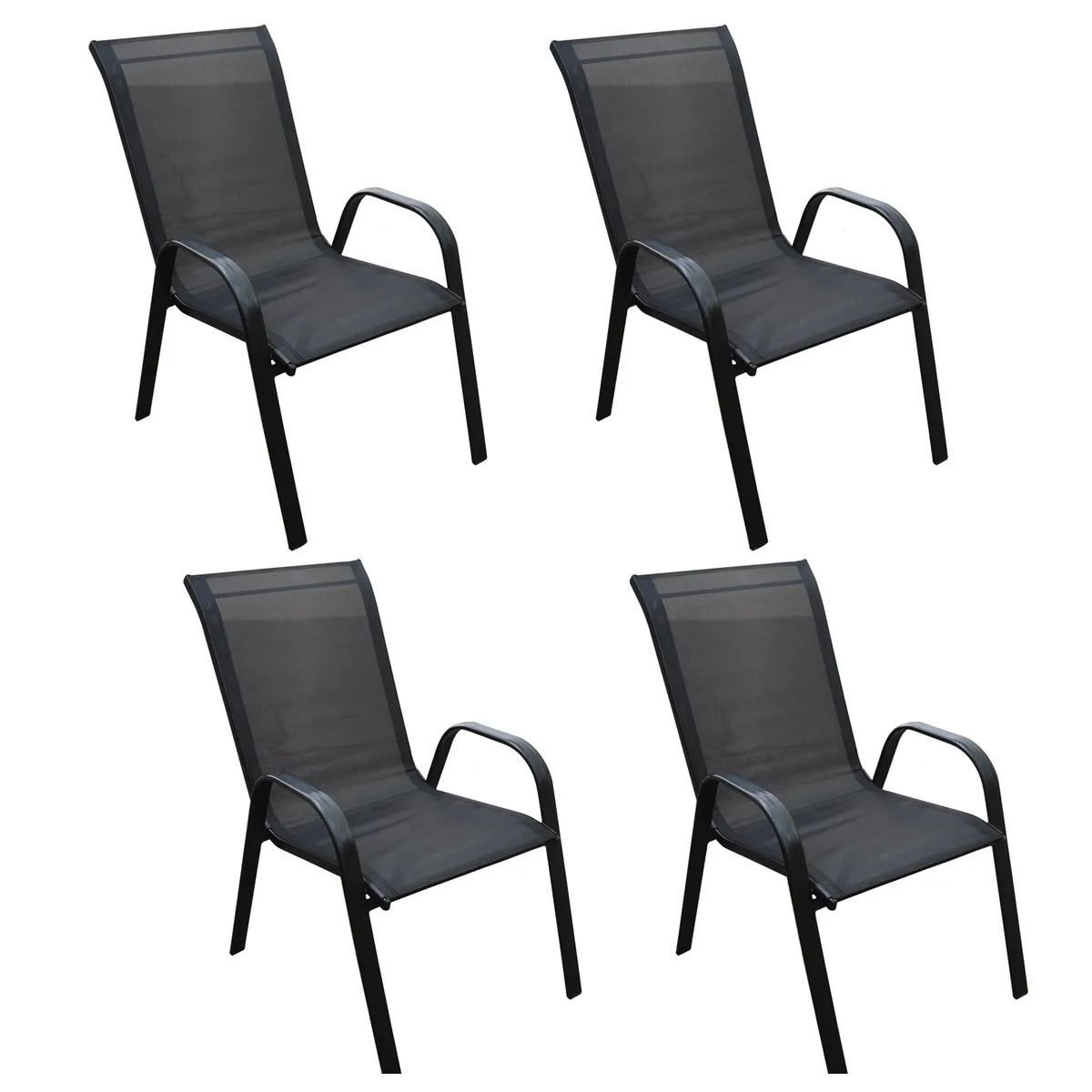 NOVAHUS - Pack 4 Sillas Terraza  Textileno  Negro