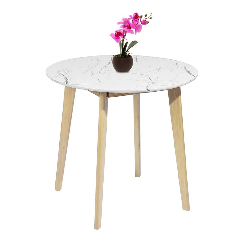 NOVAHUS - MESA DE COMEDOR REDONDA CON PATAS DE PINO