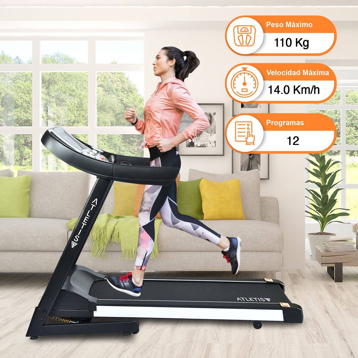 ATLETIS - Trotadora Atletis Fit BS900 Bluetooth Negro