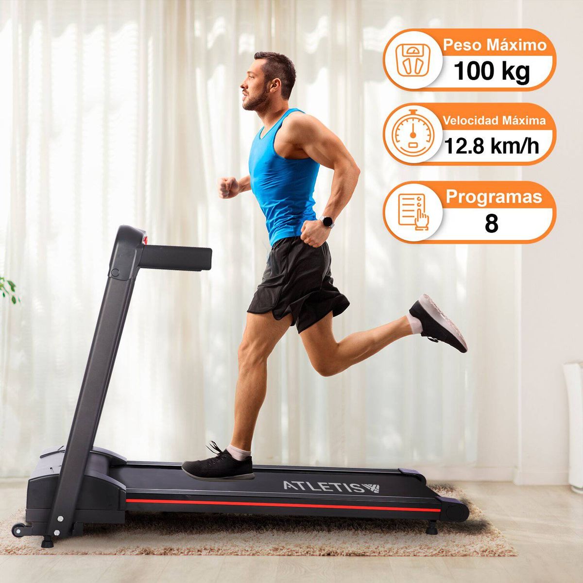 ATLETIS - Trotadora Eléctrica Plegable Pro Y01 Atletis Negro