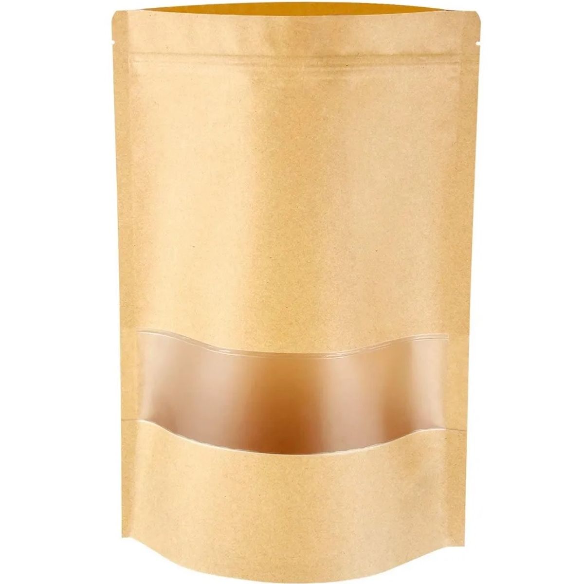 GENERICO - 50 Bolsas papel Kraft 9x14x3 cm con ventana cierre hermético