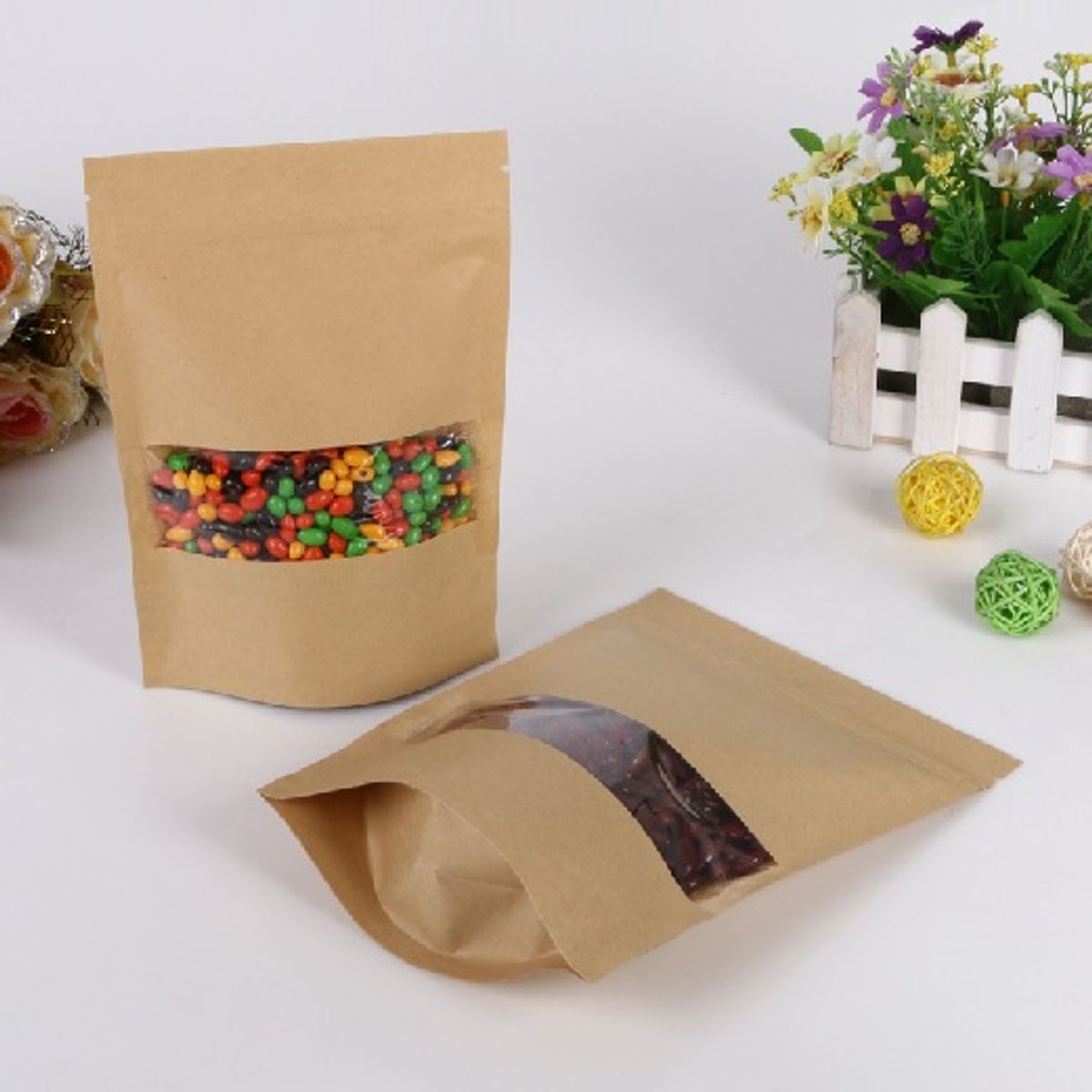 GENERICO - 50 Bolsas papel Kraft 18x26x5 cm Cierre Hermético