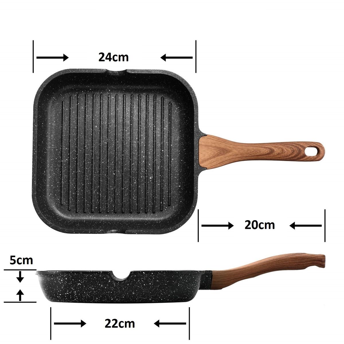 CRUSEC - Sartén Plancha Steak De Granito 24cm Antiadherente