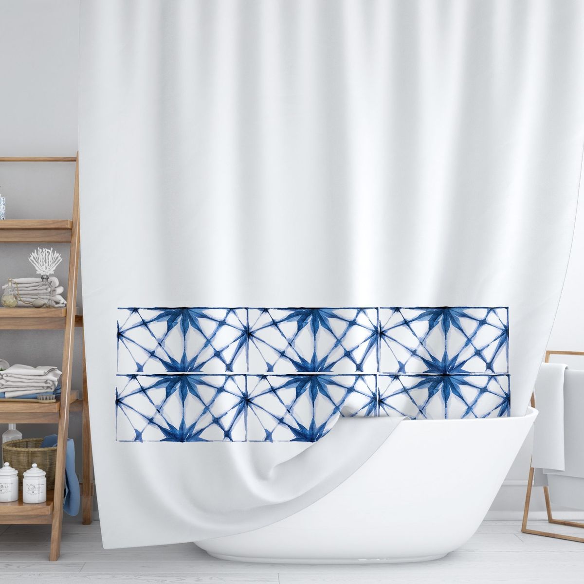 TUYO PRINT - Cortina de Baño Shibori Azúl - Tuyo Print