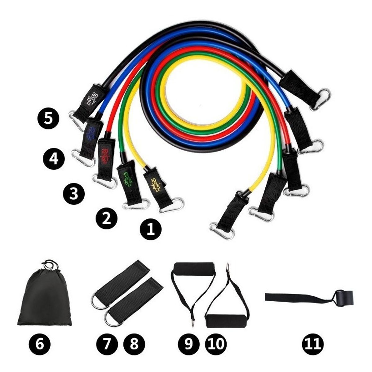 CRUSEC - Set De Ligas Y Bandas De Resistencia 11 Piezas Pro