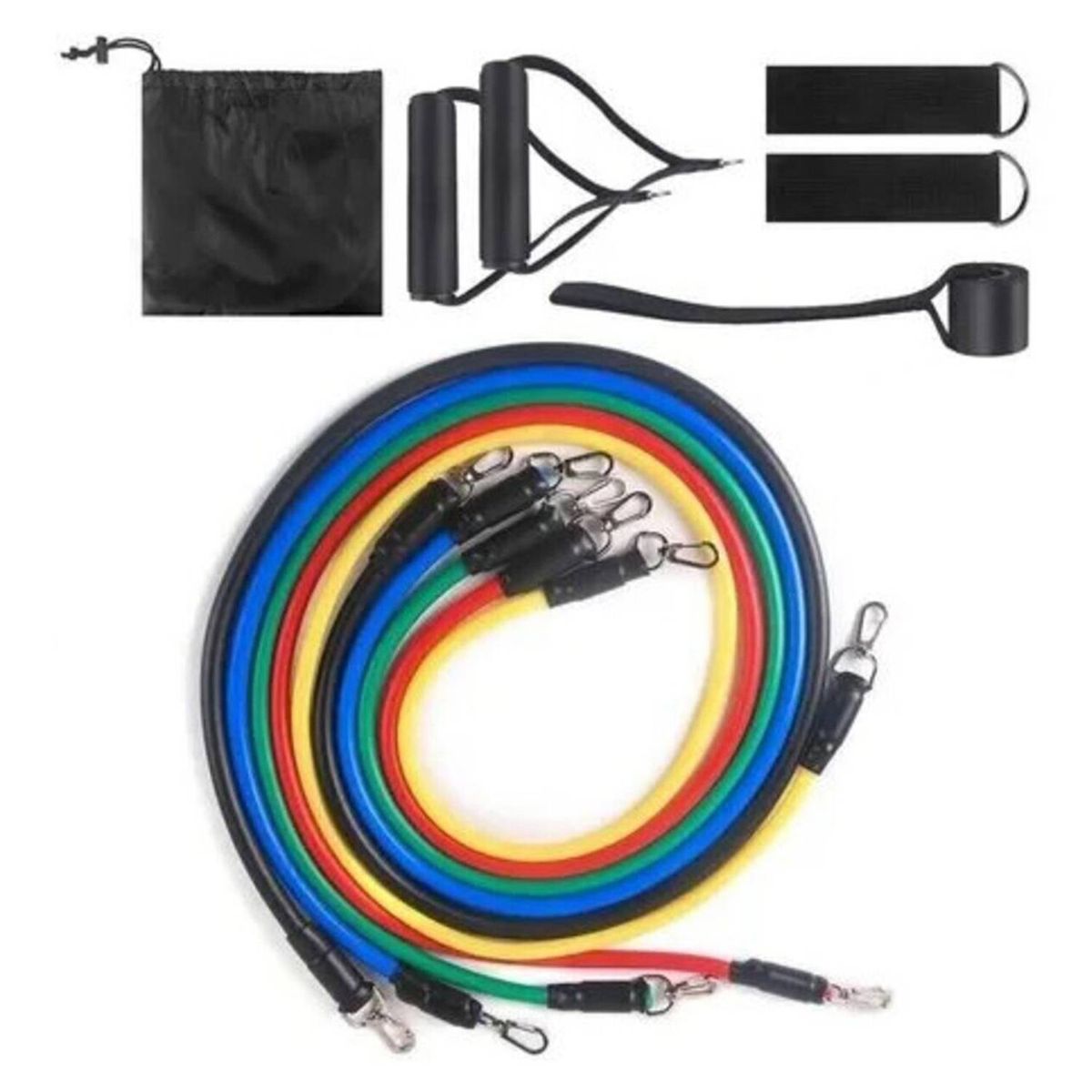 BASKO FITNESS - Set Bandas Elasticas Tubos 11 Piezas