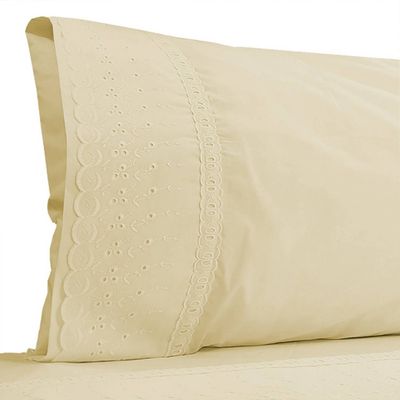 Imagen 2 del producto Juego De Sabanas Full Broderie Clasico Crudo 200 Hilos