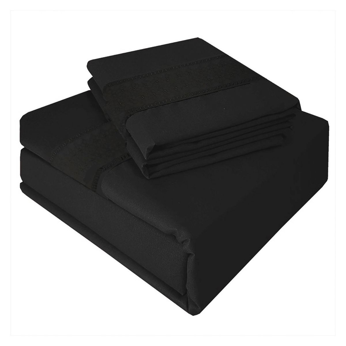 VICTORIANAS - Juego De Sabanas Dark 1 Plaza Hilado Bordado Negro  200 Hilos