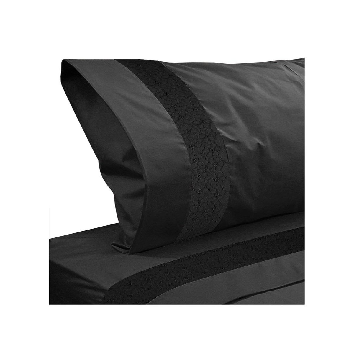 VICTORIANAS - Juego De Sabanas Dark 1 Plaza Hilado Bordado Negro  200 Hilos