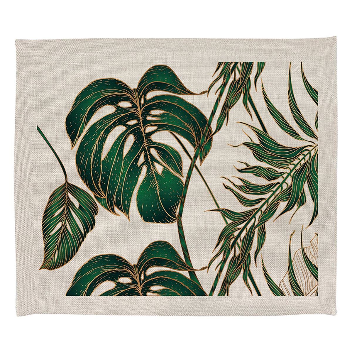 TUYO PRINT - Set Individuales Linet Natural  - Philodendro