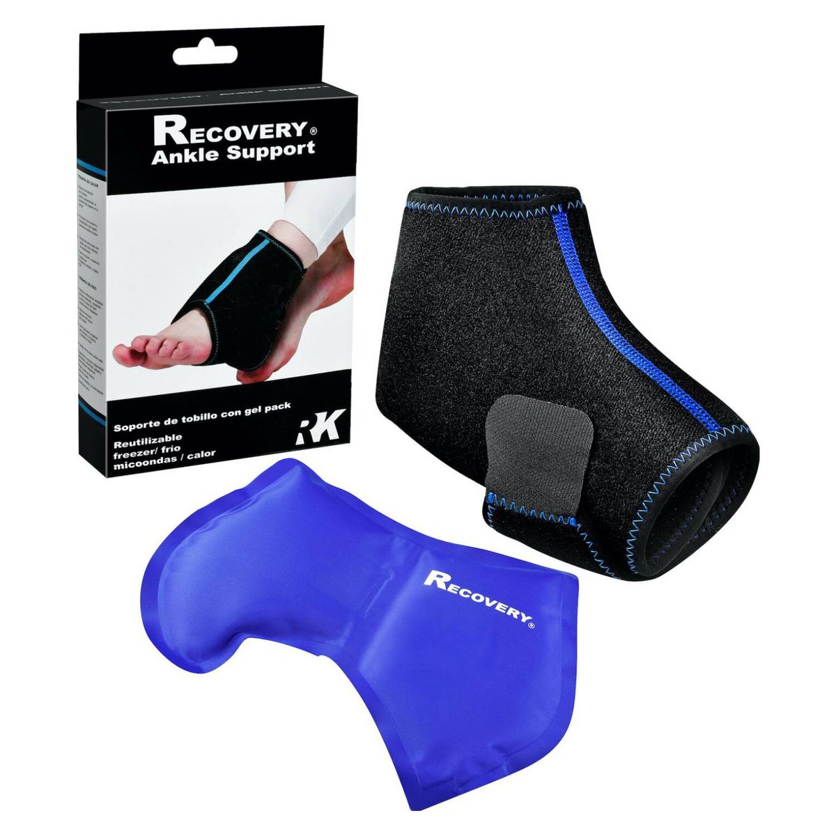 RECOVERY - SOPORTE TOBILLO  DEPORTIVA GEL PACK FRIO O CALOR DESINFLAMA