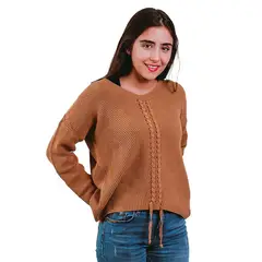 ONNORA - Sweater Tejido Algodón Trenza Delantera.