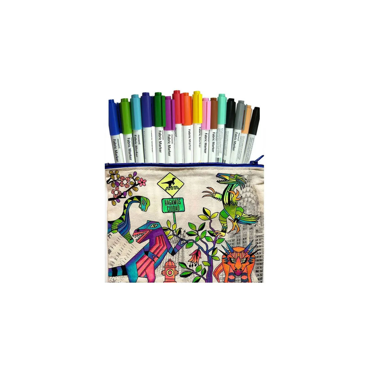 EMPORIO CURANIPE - Set para pintar Estuche Dino 16 Marcadores Textiles