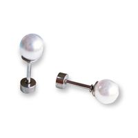 Aros seguridad tornillo puntos perlas hipoalergénicos plateados