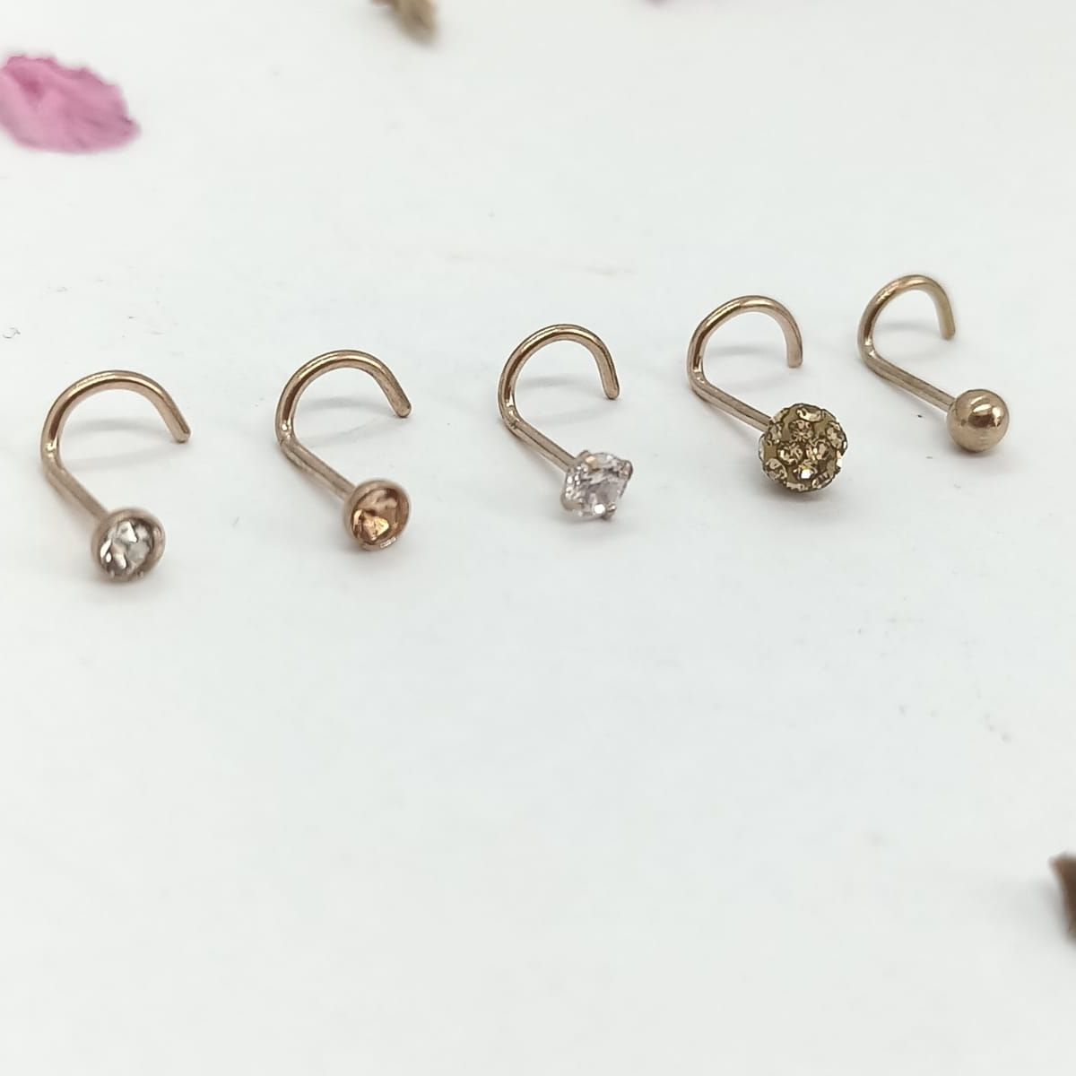 ELBAULDEJUMA - Conjunto set 5 piercing tipo S acero quirurgico goldrose punk nostril