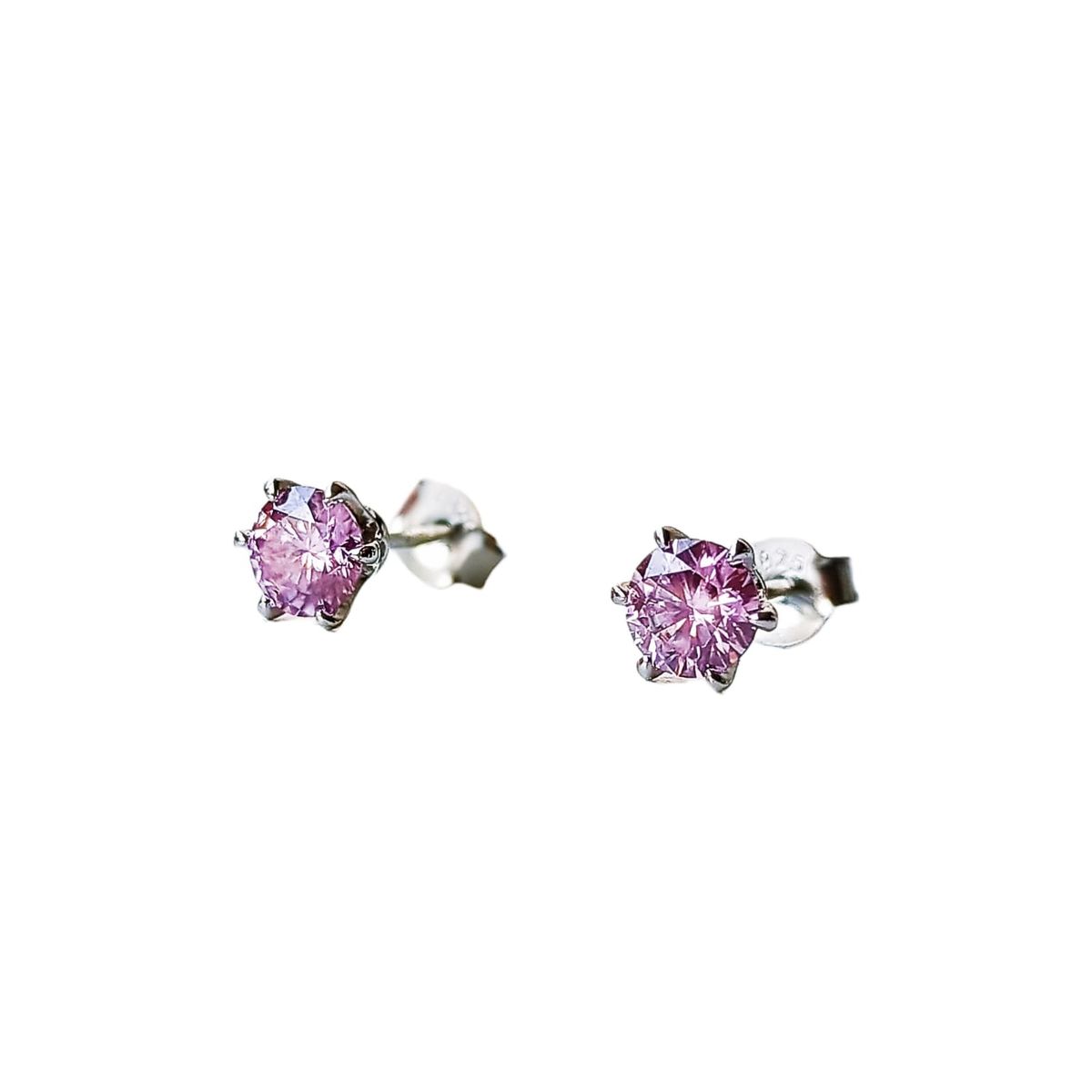 ELBAULDEJUMA - Pendientes punto luz piedra gema moissanita rosa