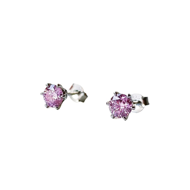 ELBAULDEJUMA - Pendientes punto luz piedra gema moissanita rosa