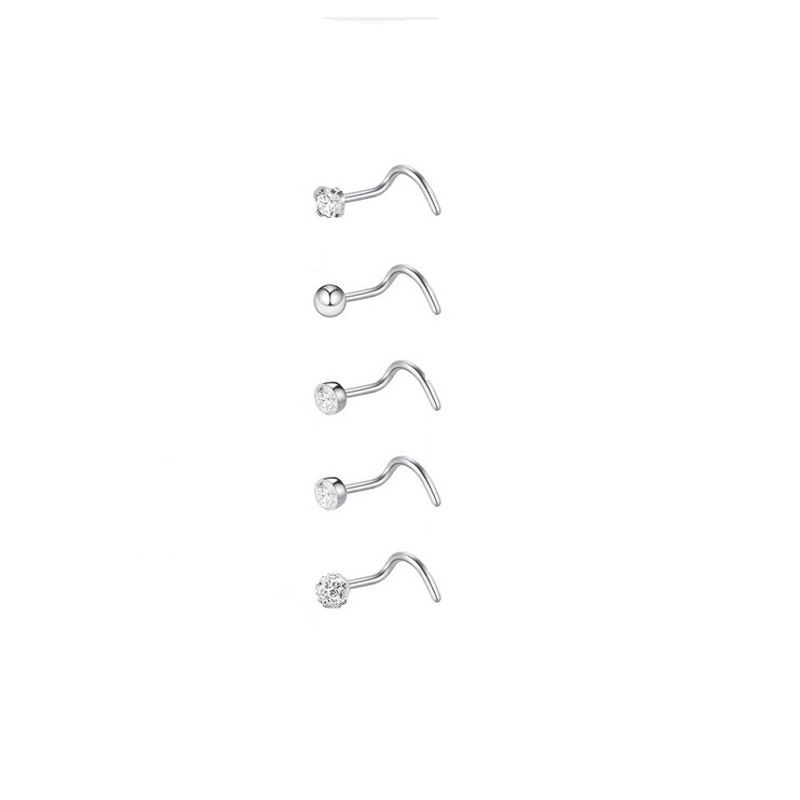 ELBAULDEJUMA - Conjunto set 5 piercing tipo S acero plateado punk nostril