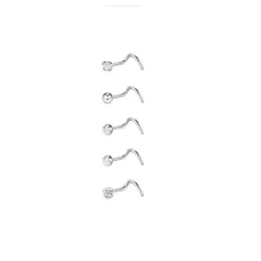 ELBAULDEJUMA - Conjunto set 5 piercing tipo S acero plateado punk nostril