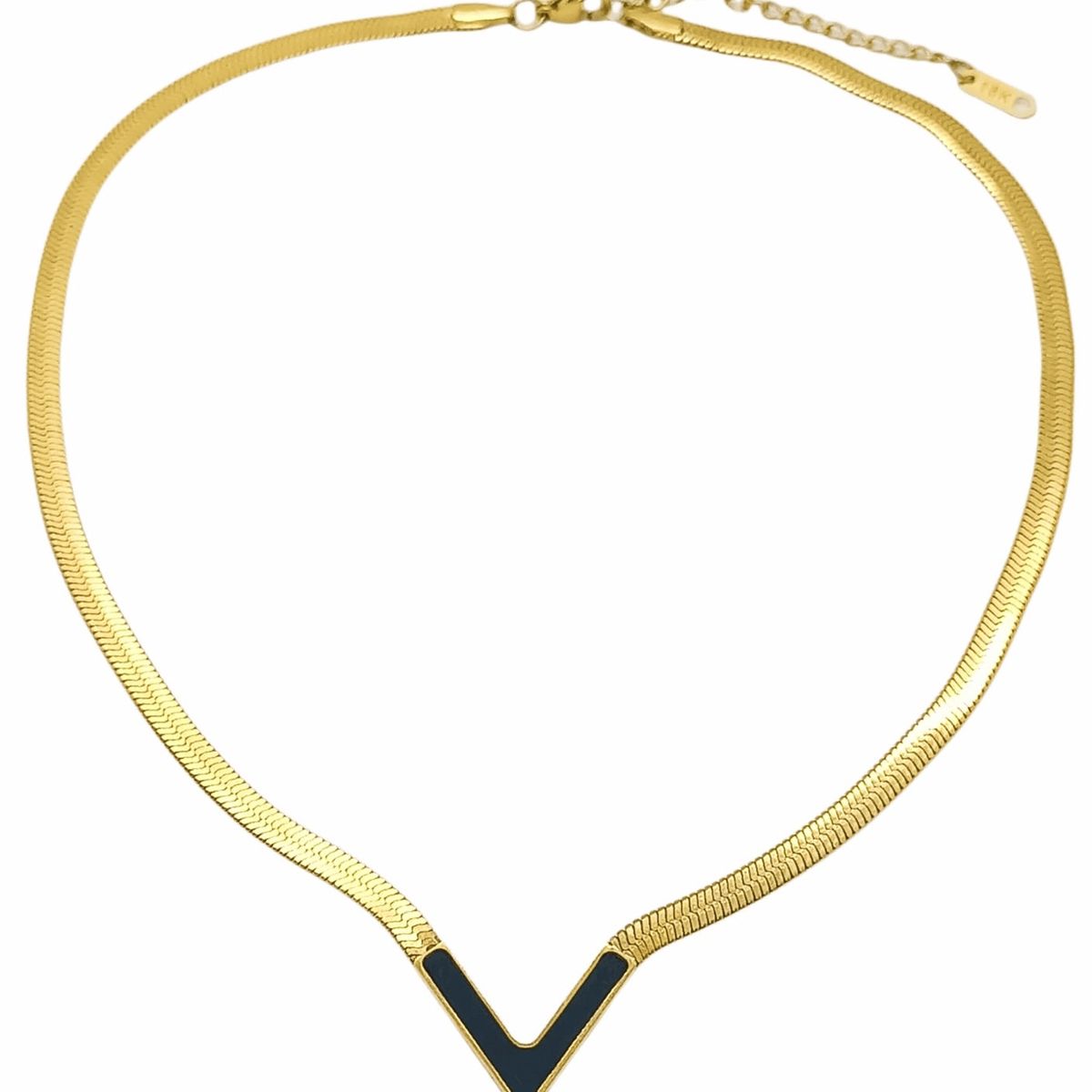 ELBAULDEJUMA - Colgante forma v gargantilla chapado en oro 18k negra