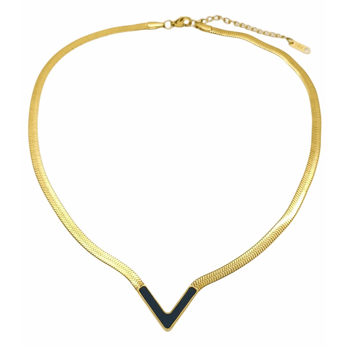 ELBAULDEJUMA - Colgante forma v gargantilla chapado en oro 18k negra