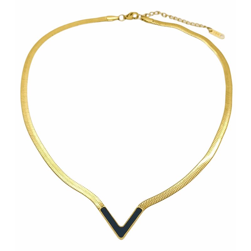 ELBAULDEJUMA - Colgante forma v gargantilla chapado en oro 18k negra