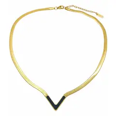 ELBAULDEJUMA - Colgante forma v gargantilla chapado en oro 18k negra