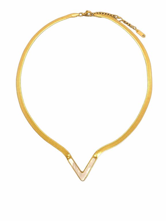 Colgante forma v gargantilla minimalista nacar chapado en oro 18k Multicolor ...