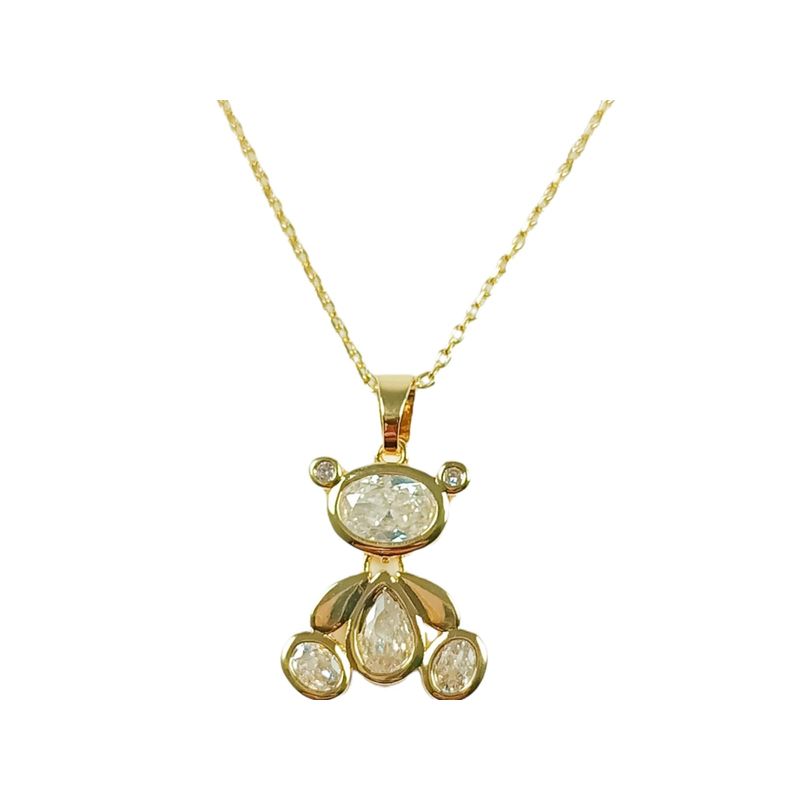 ELBAULDEJUMA - Colgante oso zirconia chapado en oro 18k punto de luz