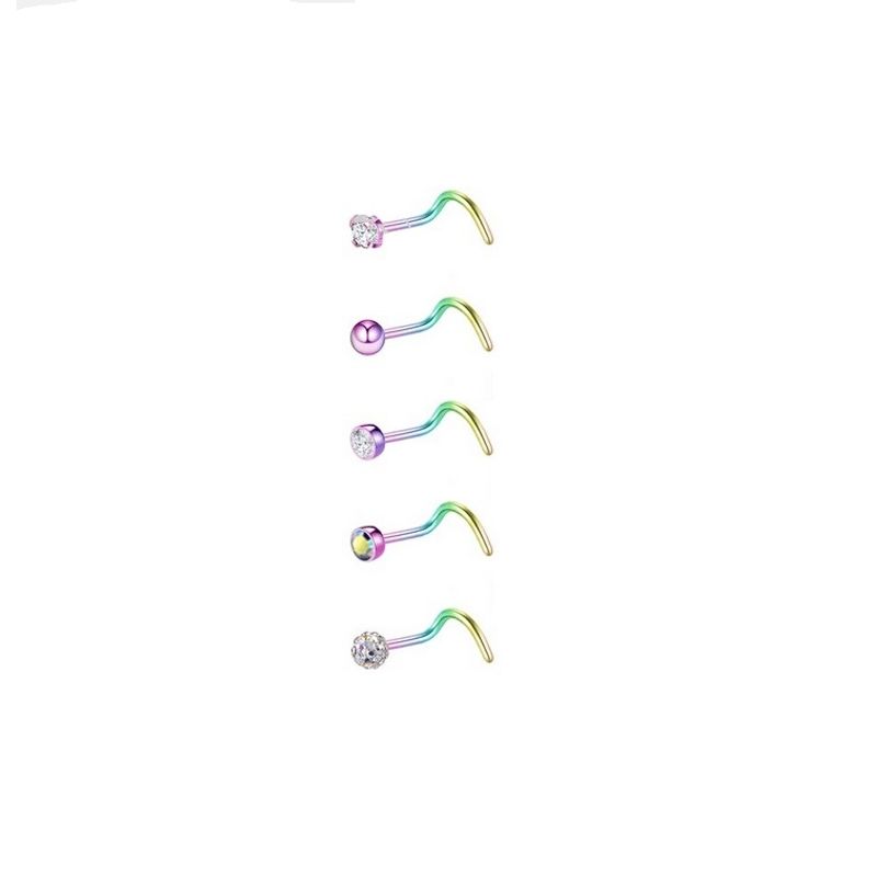 ELBAULDEJUMA - Conjunto set 5 piercing tipo S acero colores punk nostril