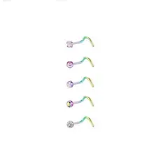 ELBAULDEJUMA - Conjunto set 5 piercing tipo S acero colores punk nostril