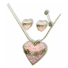 ELBAULDEJUMA - Conjunto Set collar dije relicario y aros corazón amor San valentine