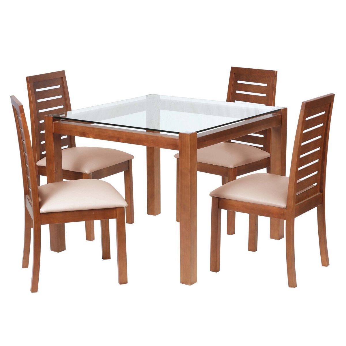 LATAM HOME - Juego De Comedor Barcelona 1000X1000 Silla Tenerife PU Beige