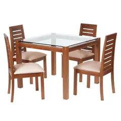 LATAM HOME - Juego De Comedor Barcelona 1000X1000 Silla Tenerife PU Beige